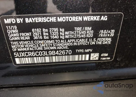 2020 BMW X5 xDrive40I from USA, damaged, VIN 5UXCR6C03L9B42670